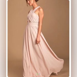 Elegant Blush Pink Halter Maxi Bridesmaid Dress
